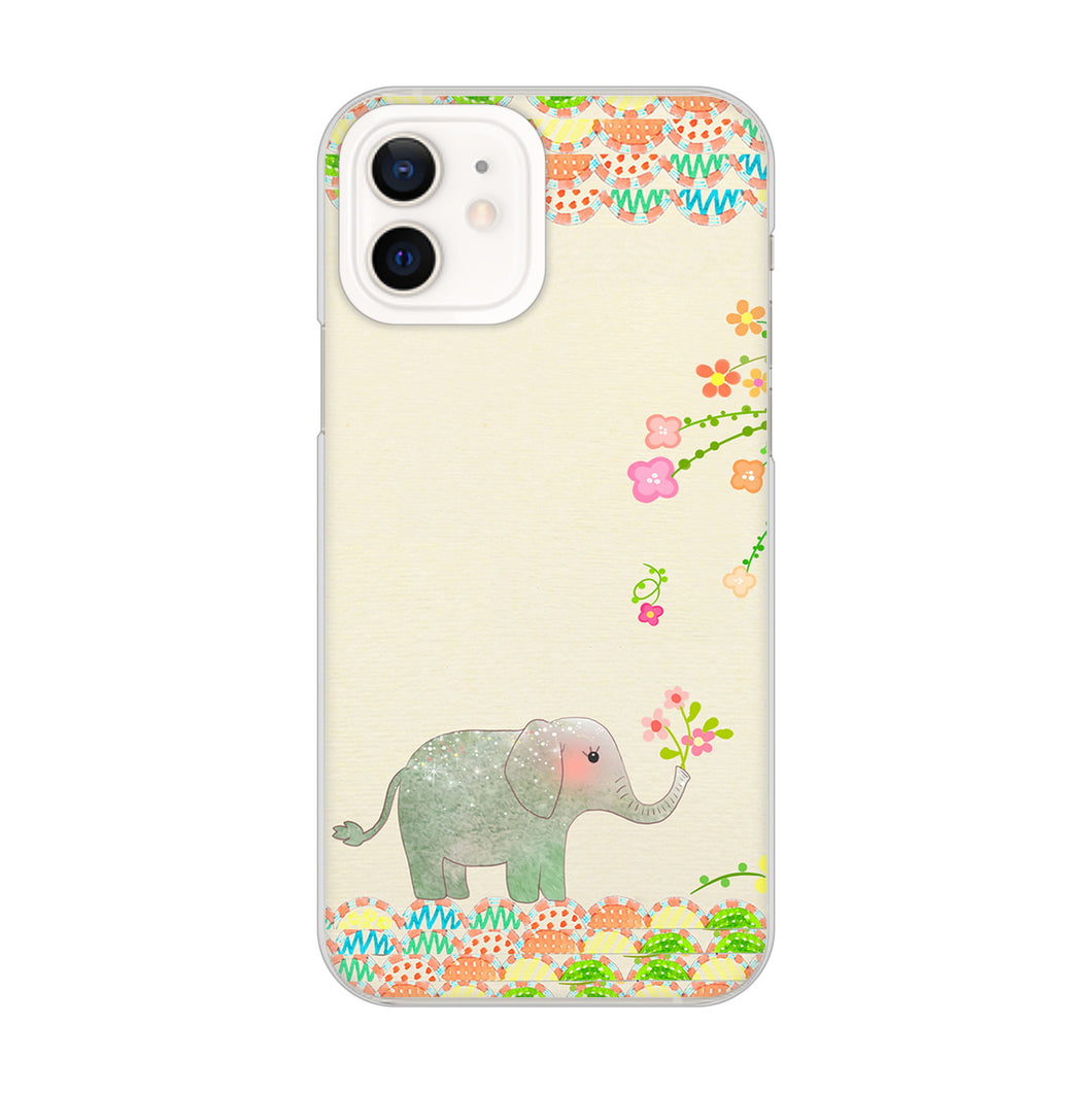 iPhone12 高画質仕上げ 背面印刷 ハードケース 【1039 お散歩ゾウさん】