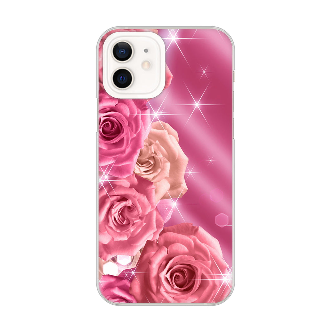 iPhone12 高画質仕上げ 背面印刷 ハードケース 【1182 ピンクの薔薇に誘われて】