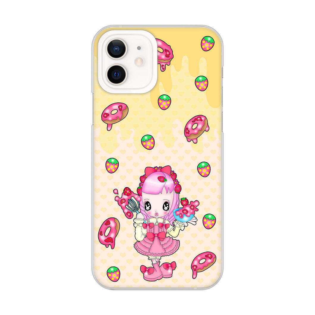 iPhone12 高画質仕上げ 背面印刷 ハードケース むかいあぐる ストロベリードーナツ