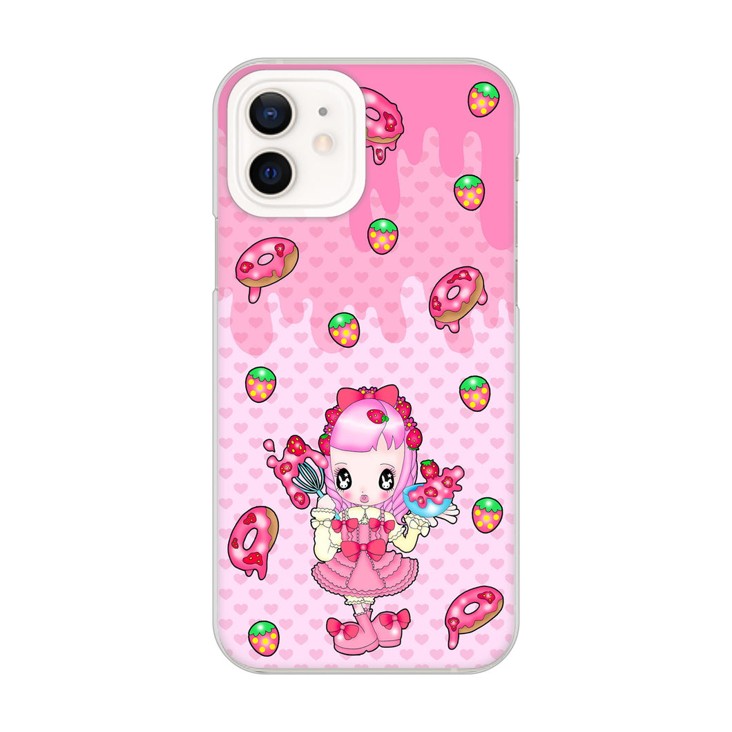 iPhone12 高画質仕上げ 背面印刷 ハードケース むかいあぐる ストロベリードーナツ