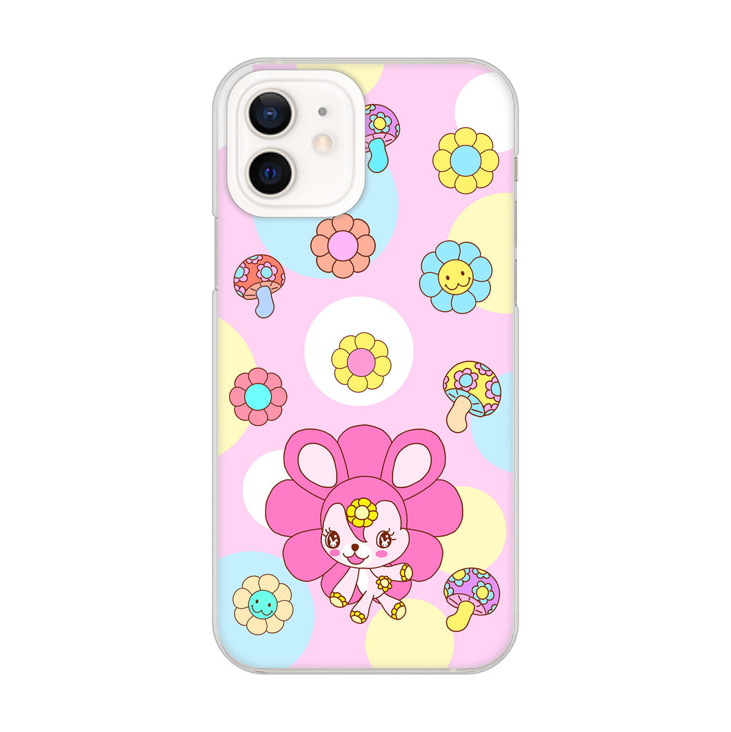 iPhone12 高画質仕上げ 背面印刷 ハードケース むかいあぐる フラワーうさぎのフラッピョン