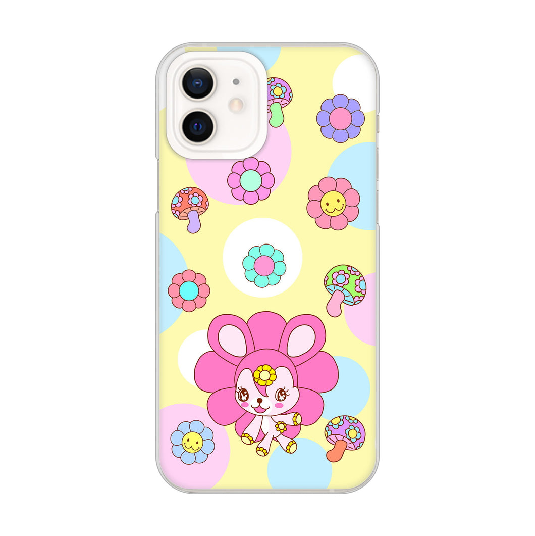 iPhone12 高画質仕上げ 背面印刷 ハードケース むかいあぐる フラワーうさぎのフラッピョン
