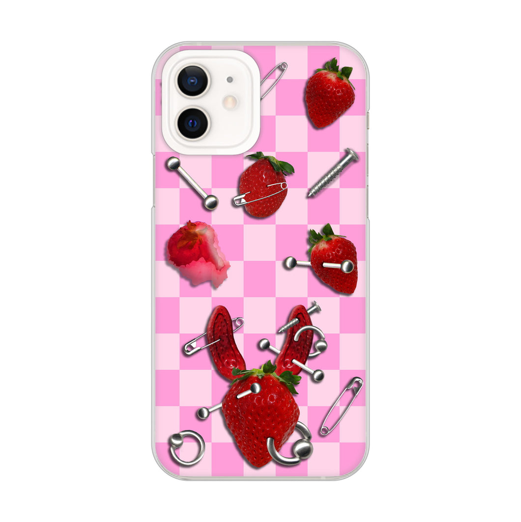 iPhone12 高画質仕上げ 背面印刷 ハードケース むかいあぐる 苺パンク