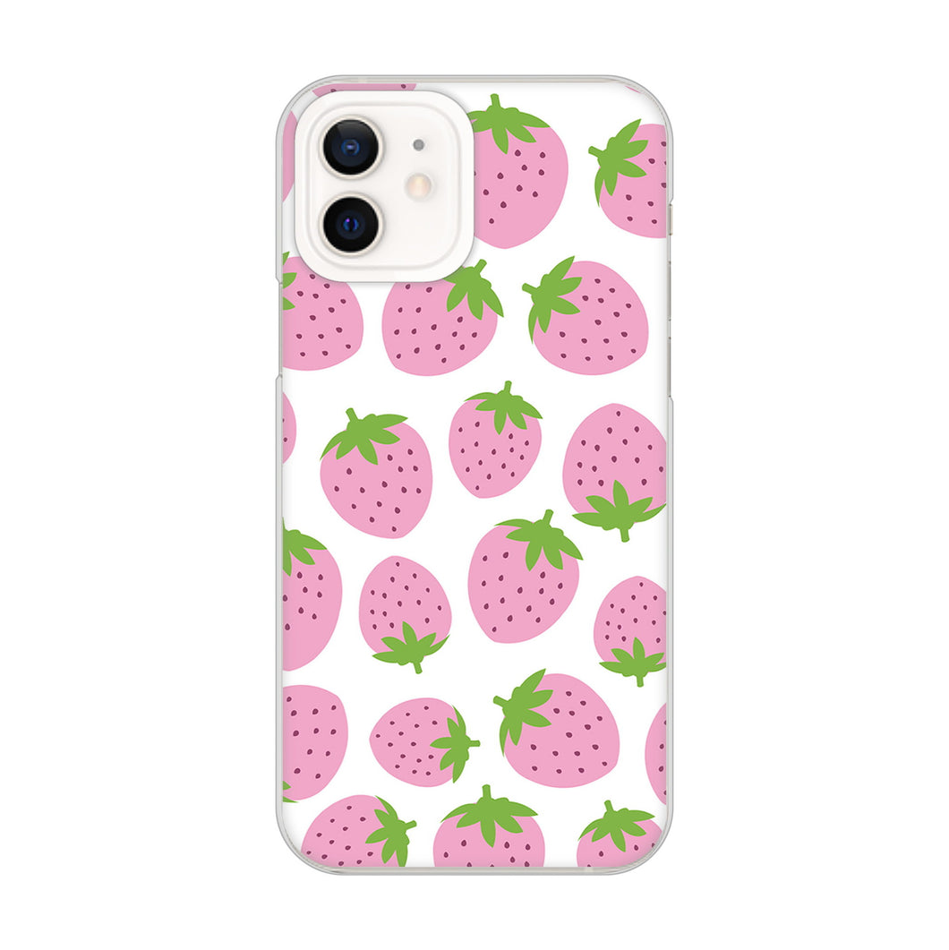 iPhone12 高画質仕上げ 背面印刷 ハードケース 小さいイチゴ模様