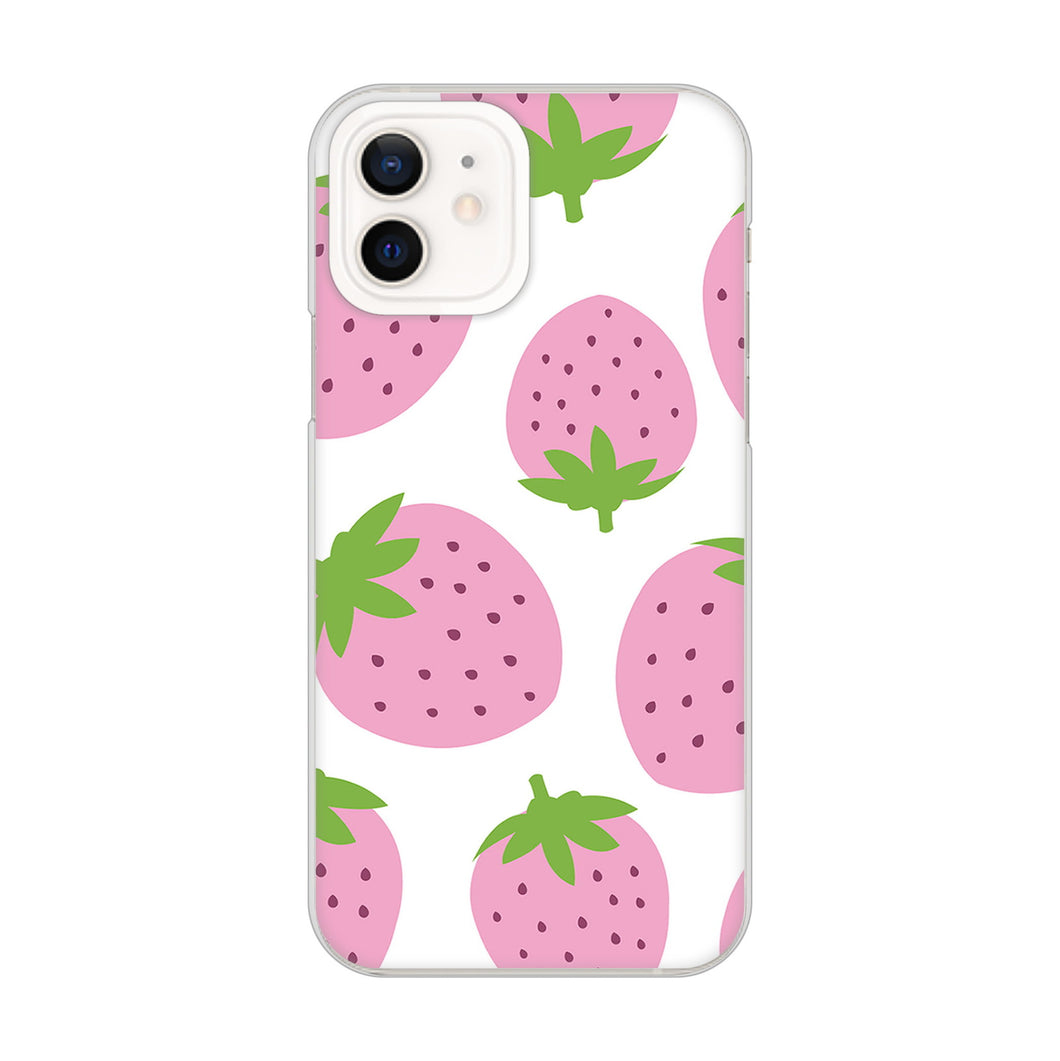 iPhone12 高画質仕上げ 背面印刷 ハードケース 大きいイチゴ模様