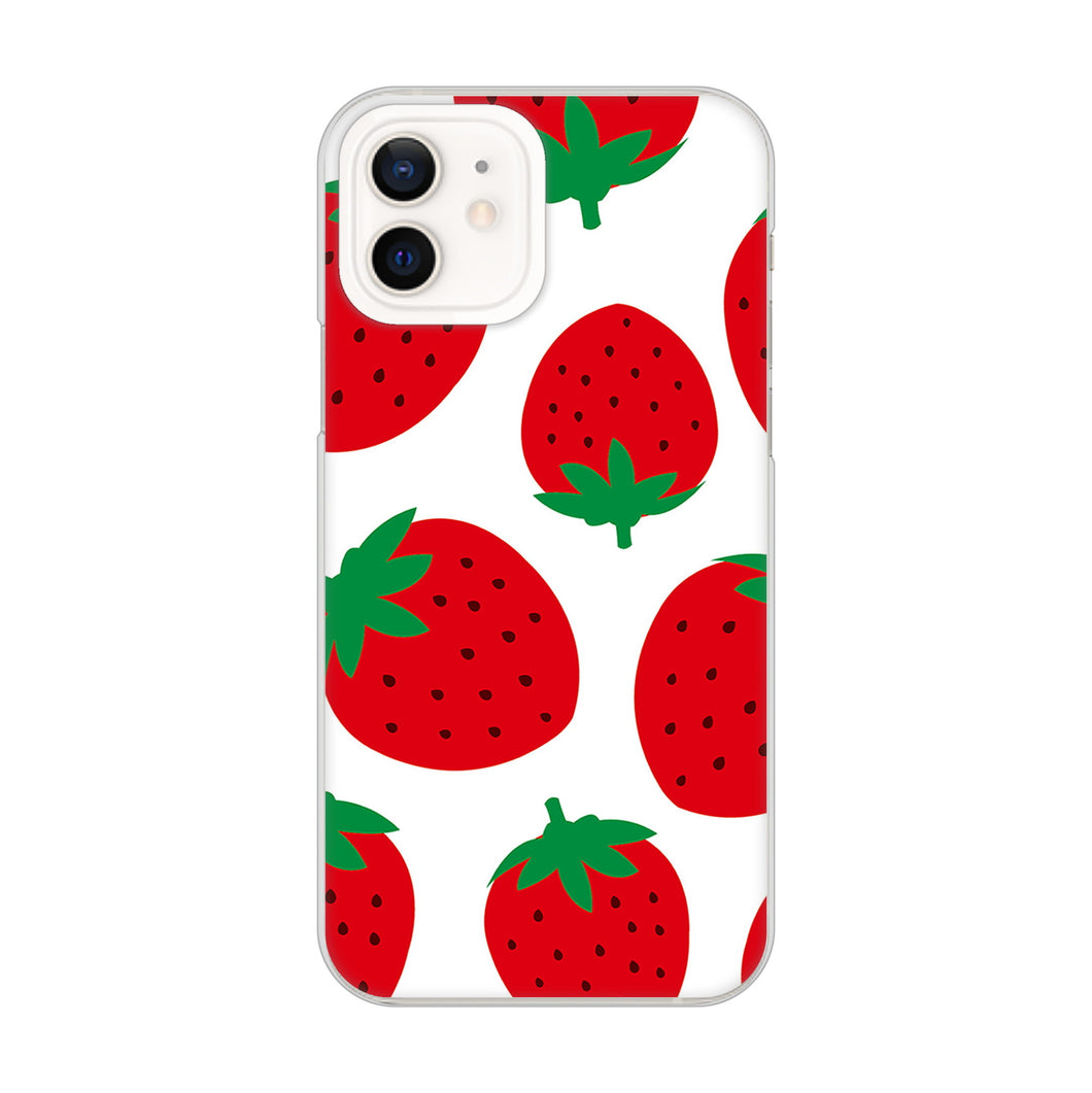 iPhone12 高画質仕上げ 背面印刷 ハードケース 大きいイチゴ模様