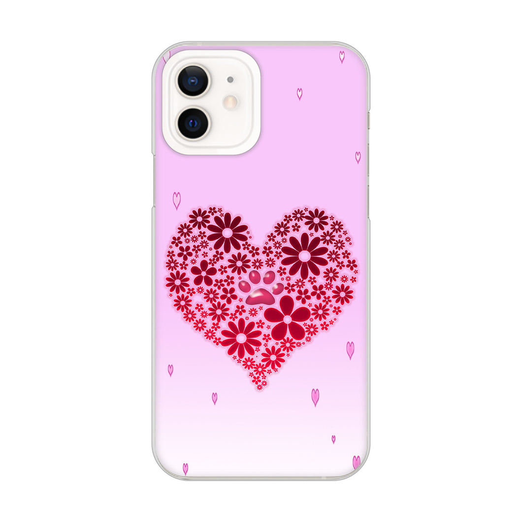iPhone12 高画質仕上げ 背面印刷 ハードケース ハートと肉球