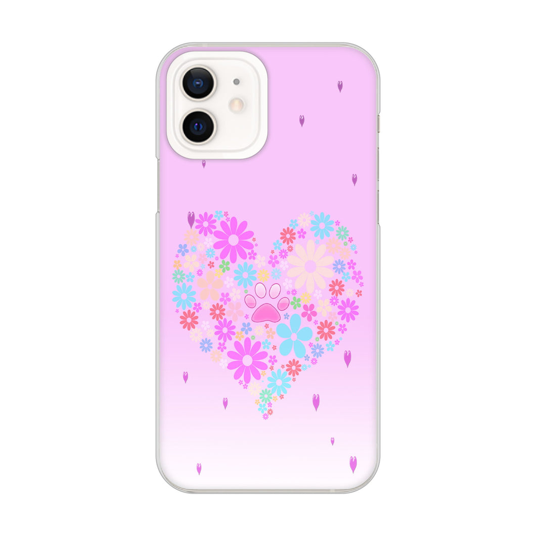 iPhone12 高画質仕上げ 背面印刷 ハードケース ハートと肉球