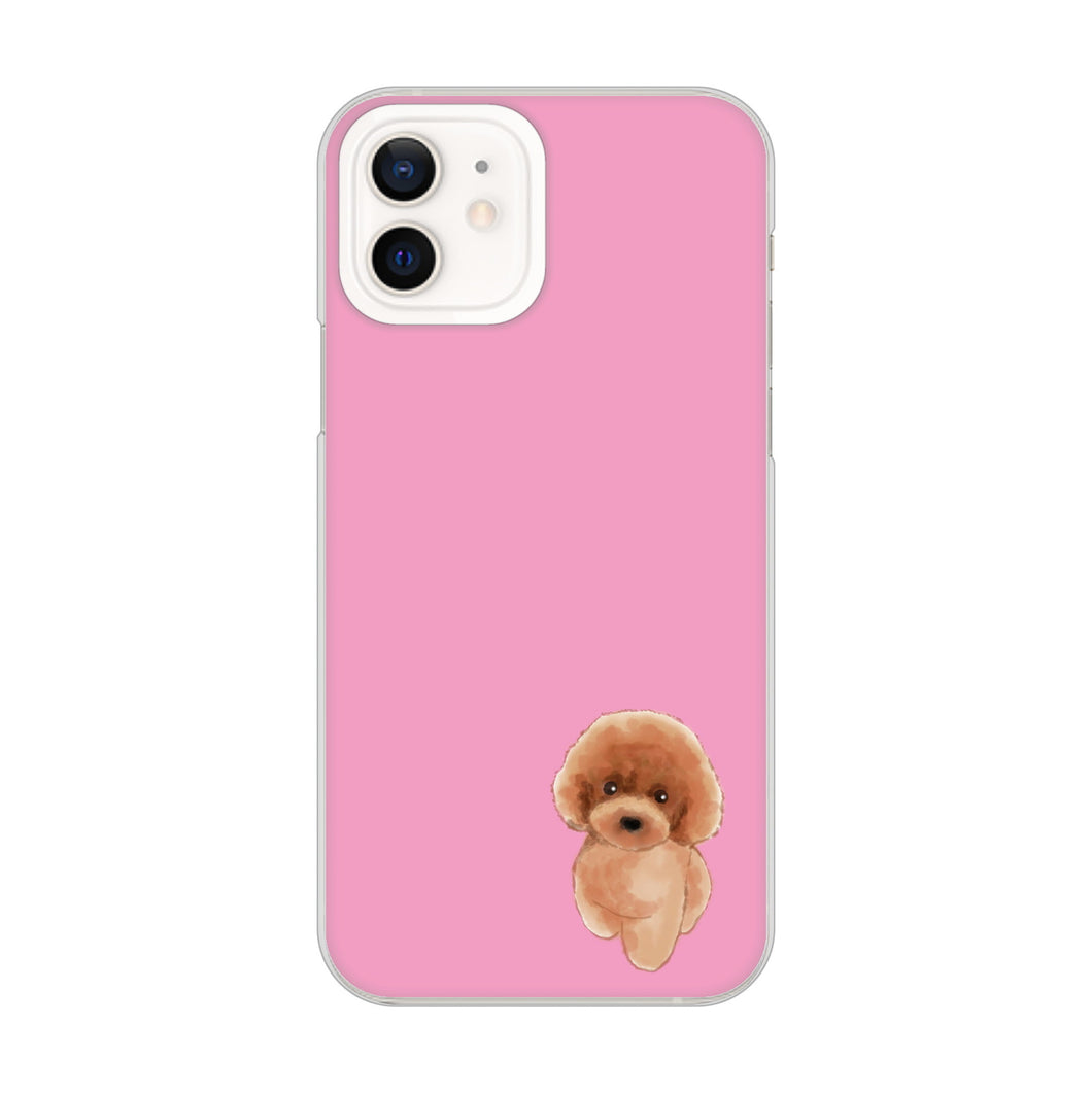 iPhone12 高画質仕上げ 背面印刷 ハードケース トイプードルレッド