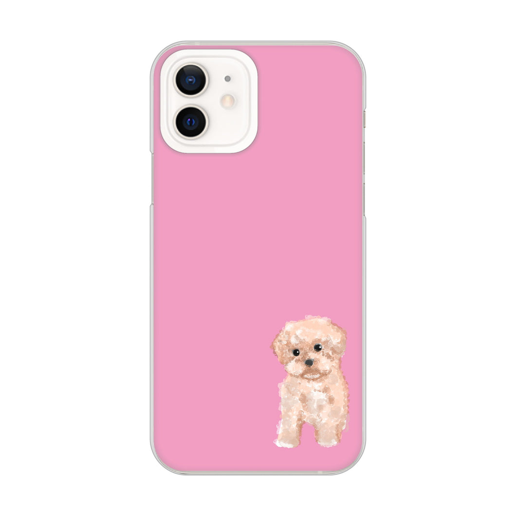 iPhone12 高画質仕上げ 背面印刷 ハードケース トイプードルアプリコット