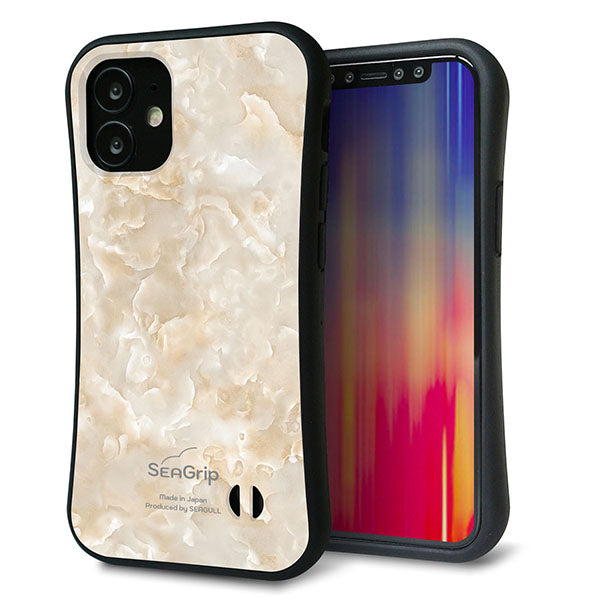 iPhone12 mini スマホケース 「SEA Grip」 グリップケース Sライン 【KM872 大理石パール】 UV印刷