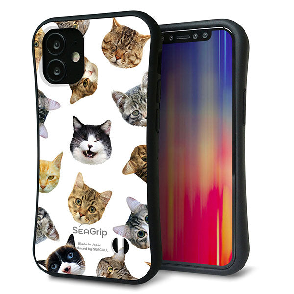 iPhone12 mini スマホケース 「SEA Grip」 グリップケース Sライン 【SC937 ねこどっと ホワイト】 UV印刷