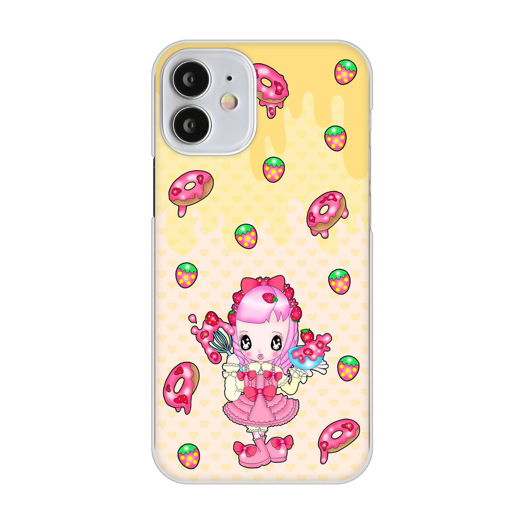 iPhone12 mini 高画質仕上げ 背面印刷 ハードケース むかいあぐる ストロベリードーナツ