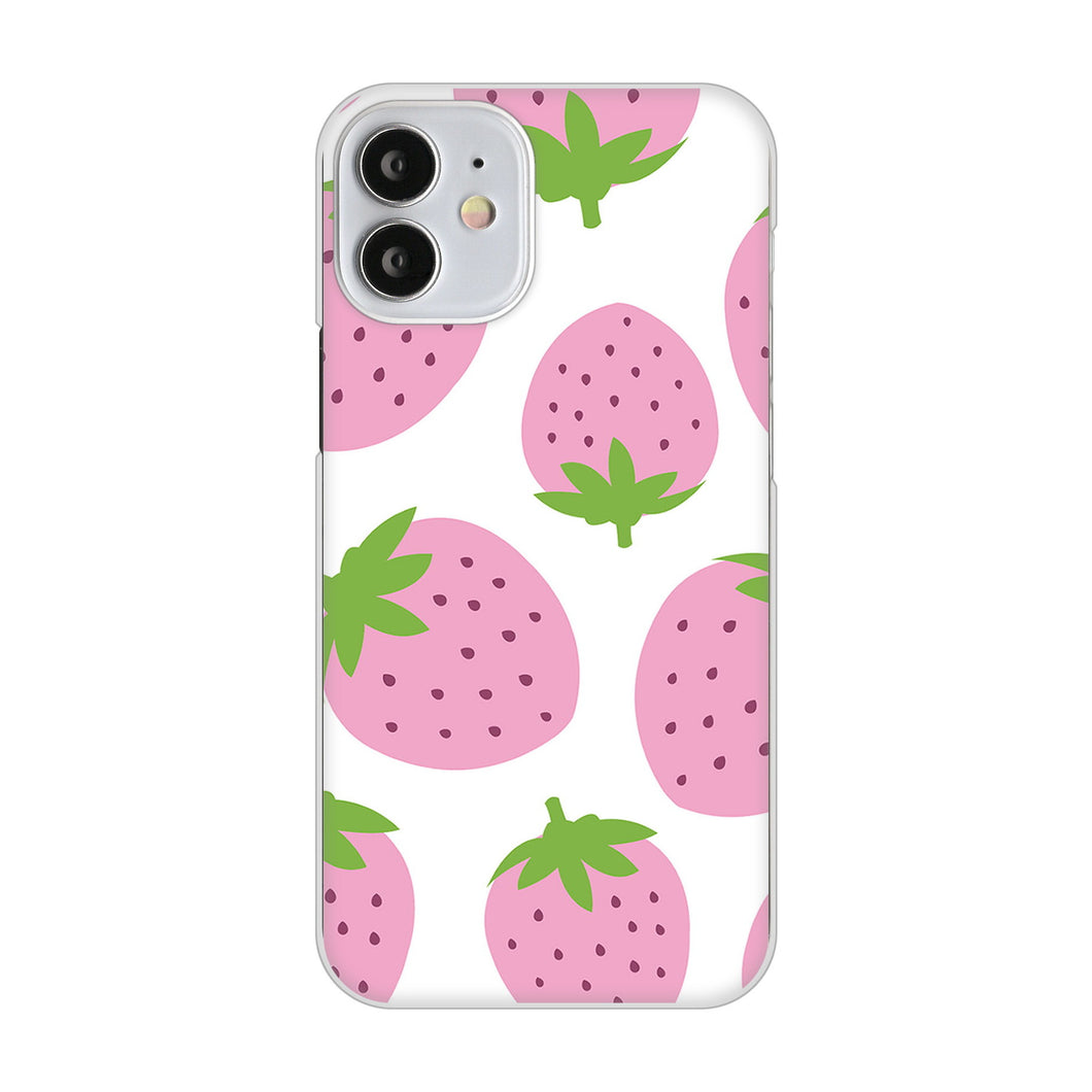 iPhone12 mini 高画質仕上げ 背面印刷 ハードケース 大きいイチゴ模様