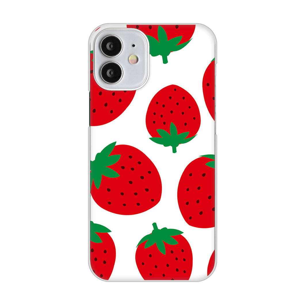 iPhone12 mini 高画質仕上げ 背面印刷 ハードケース 大きいイチゴ模様