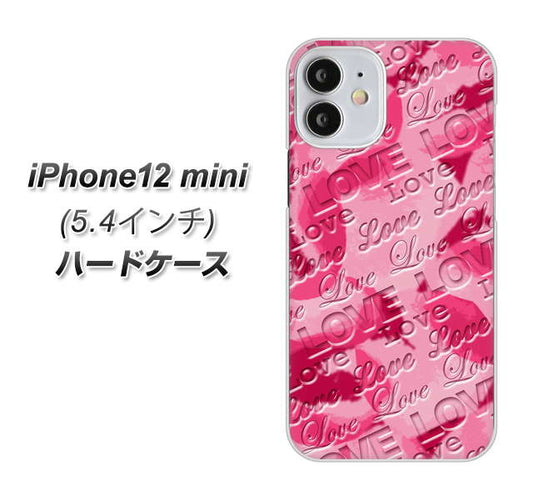 iPhone12 mini 高画質仕上げ 背面印刷 ハードケース【SC845 フラワーヴェルニLOVE濃いピンク（ローズアンディアン）】