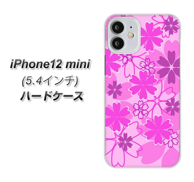 iPhone12 mini 高画質仕上げ 背面印刷 ハードケース【VA961 重なり合う花 ピンク】