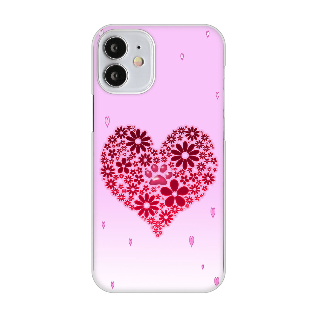 iPhone12 mini 高画質仕上げ 背面印刷 ハードケース ハートと肉球