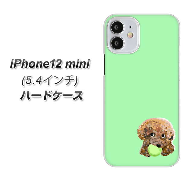 iPhone12 mini 高画質仕上げ 背面印刷 ハードケース【YJ055 トイプードル&ボール(グリーン)】