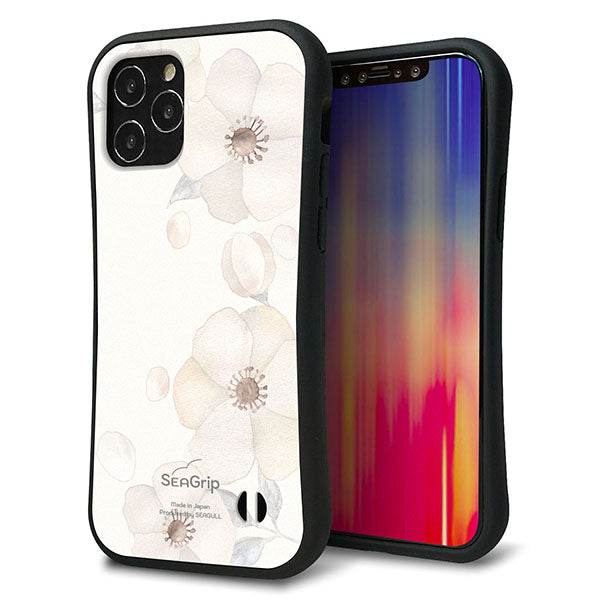 iPhone12 Pro スマホケース 「SEA Grip」 グリップケース Sライン 【SC952 ドゥ・フルール(セピア)】 UV印刷