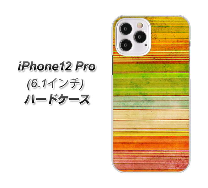 iPhone12 Pro 高画質仕上げ 背面印刷 ハードケース 【1324 ビンテージボーダー(色彩)】
