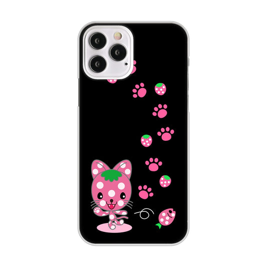 iPhone12 Pro 高画質仕上げ 背面印刷 ハードケース むかいあぐる イチゴ猫のにゃんベリー