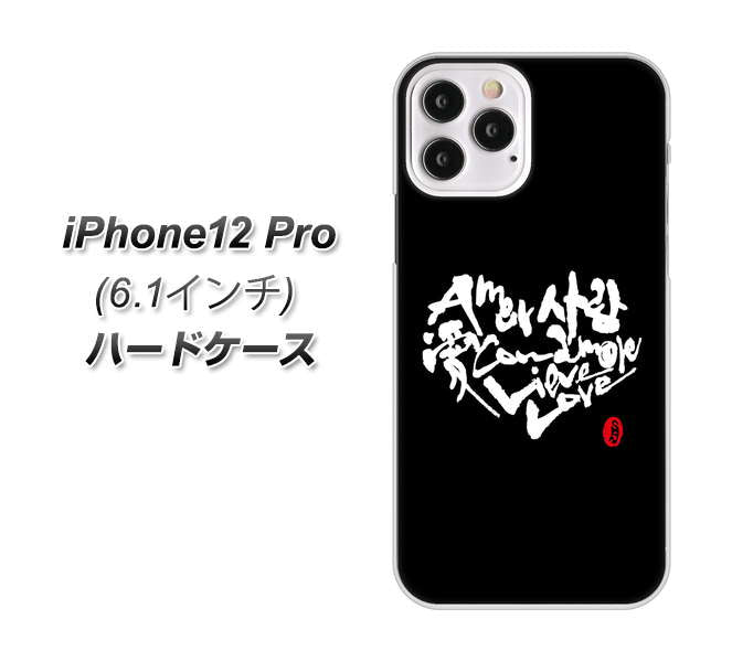 iPhone12 Pro 高画質仕上げ 背面印刷 ハードケース【OE802 世界の言葉で「愛(ブラック)」のデザイン筆文字(書道家作品)】