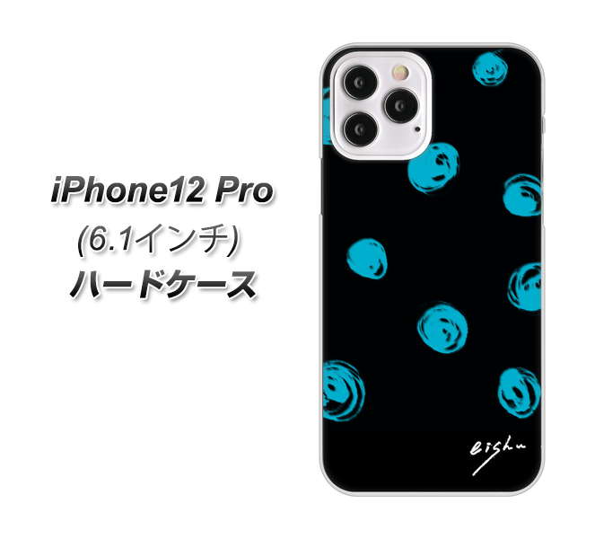 iPhone12 Pro 高画質仕上げ 背面印刷 ハードケース【OE838 手描きシンプル ブラック×ブルー】