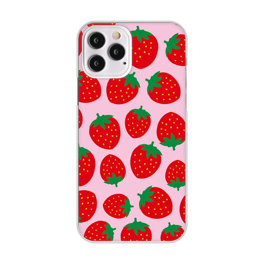 iPhone12 Pro 高画質仕上げ 背面印刷 ハードケース 小さいイチゴ模様