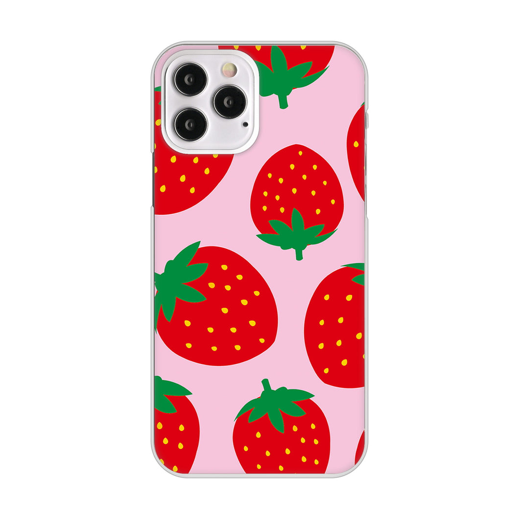 iPhone12 Pro 高画質仕上げ 背面印刷 ハードケース 大きいイチゴ模様