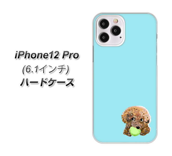 iPhone12 Pro 高画質仕上げ 背面印刷 ハードケース【YJ054 トイプードル&ボール(ブルー)】