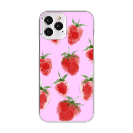 iPhone12 Pro 高画質仕上げ 背面印刷 ハードケース イチゴ 水彩