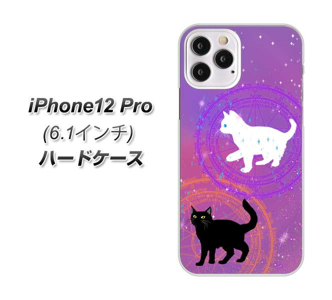 iPhone12 Pro 高画質仕上げ 背面印刷 ハードケース【YJ328 魔法陣猫 キラキラ かわいい ピンク】
