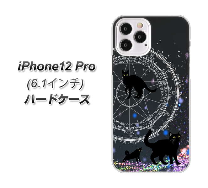 iPhone12 Pro 高画質仕上げ 背面印刷 ハードケース【YJ330 魔法陣猫 キラキラ 黒猫】