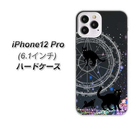 iPhone12 Pro 高画質仕上げ 背面印刷 ハードケース【YJ330 魔法陣猫　キラキラ 黒猫】