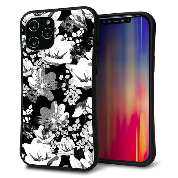 iPhone12 Pro Max スマホケース 「SEA Grip」 グリップケース Sライン 【SC913 花柄モノトーン 02】 UV印刷