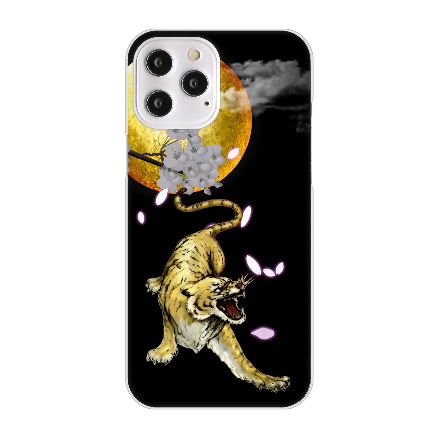 iPhone12 Pro Max 高画質仕上げ 背面印刷 ハードケース 月とタイガー