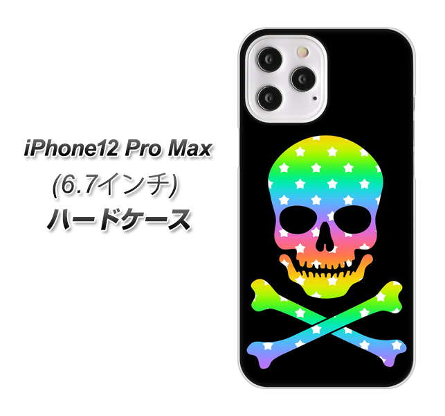 iPhone12 Pro Max 高画質仕上げ 背面印刷 ハードケース【1072 ドクロフレームレインボースター】