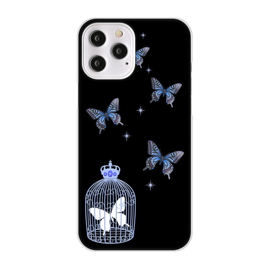 iPhone12 Pro Max 高画質仕上げ 背面印刷 ハードケース むかいあぐる 蝶の王冠鳥かご
