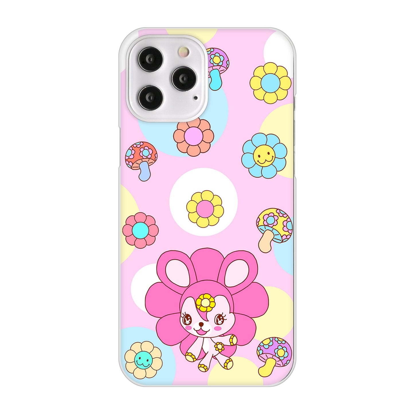 iPhone12 Pro Max 高画質仕上げ 背面印刷 ハードケース むかいあぐる フラワーうさぎのフラッピョン