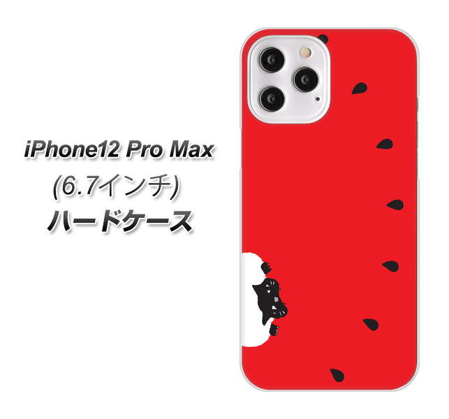 iPhone12 Pro Max 高画質仕上げ 背面印刷 ハードケース【IA812 すいかをかじるネコ】