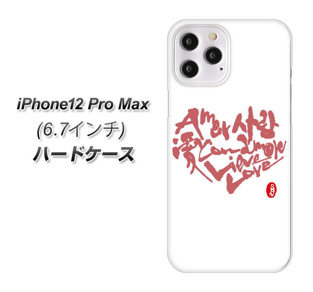 iPhone12 Pro Max 高画質仕上げ 背面印刷 ハードケース【OE801 世界の言葉で「愛(ホワイト)」のデザイン筆文字(書道家作品)】