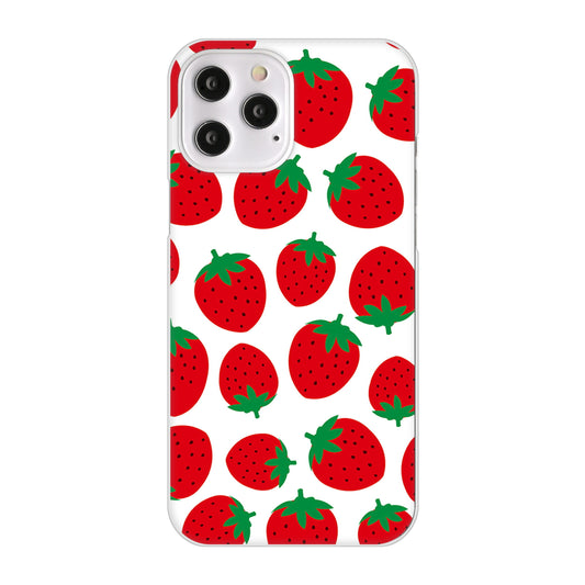 iPhone12 Pro Max 高画質仕上げ 背面印刷 ハードケース 小さいイチゴ模様