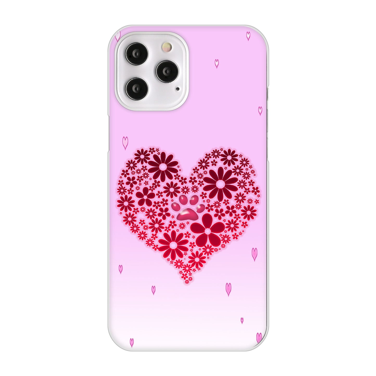 iPhone12 Pro Max 高画質仕上げ 背面印刷 ハードケース ハートと肉球