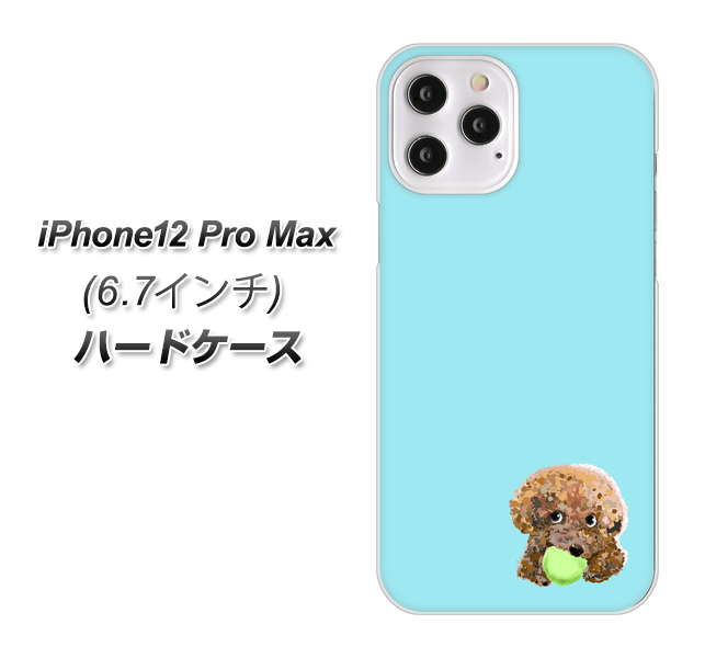iPhone12 Pro Max 高画質仕上げ 背面印刷 ハードケース【YJ054 トイプードル&ボール(ブルー)】
