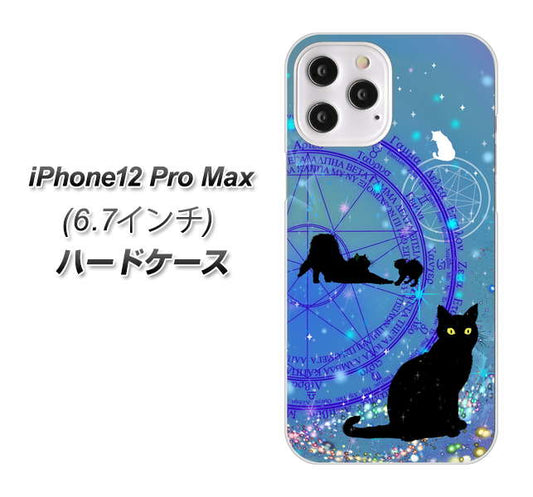 iPhone12 Pro Max 高画質仕上げ 背面印刷 ハードケース【YJ327 魔法陣猫 キラキラ　かわいい】
