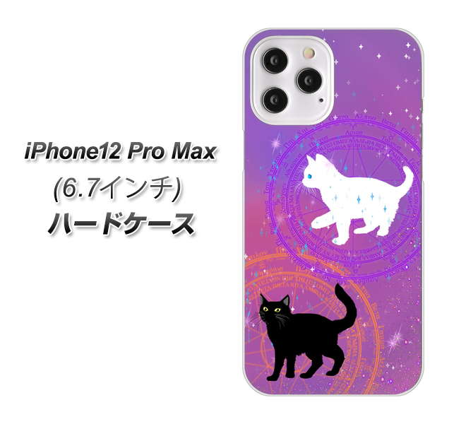 iPhone12 Pro Max 高画質仕上げ 背面印刷 ハードケース【YJ328 魔法陣猫 キラキラ かわいい ピンク】