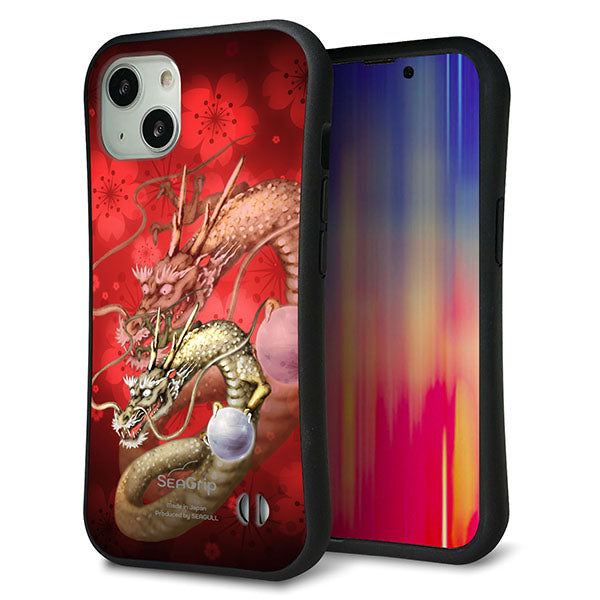 iPhone13 スマホケース 「SEA Grip」 グリップケース Sライン 【1004 桜と龍】 UV印刷