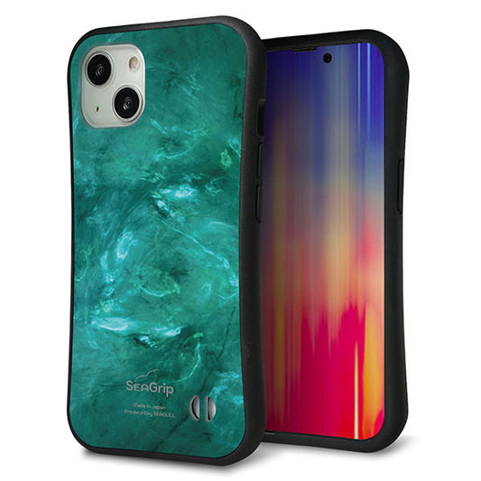 iPhone13 スマホケース 「SEA Grip」 グリップケース Sライン 【KM869 大理石GR】 UV印刷