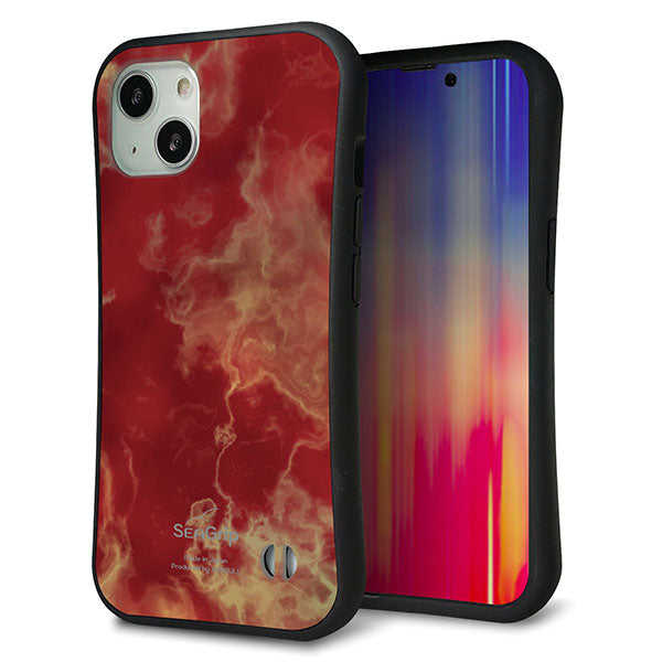 iPhone13 スマホケース 「SEA Grip」 グリップケース Sライン 【KM870 大理石RD】 UV印刷
